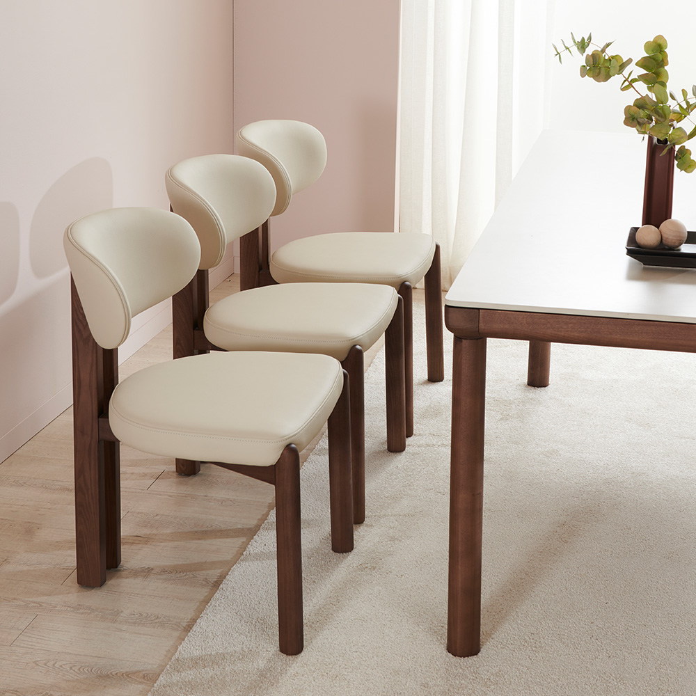 스코나 라토스 실리콘레더 애쉬 원목 식탁 의자