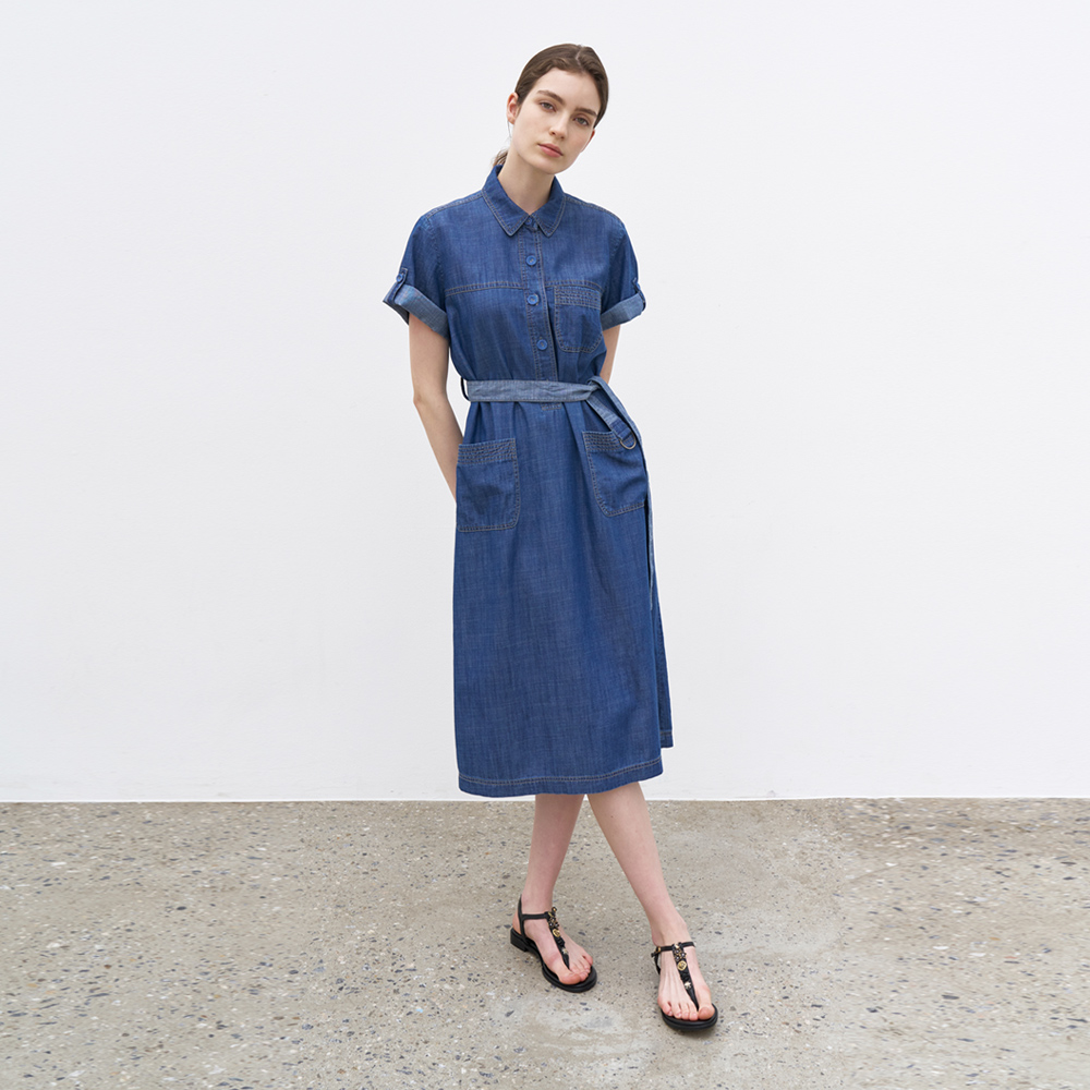 [미크베]데님 셔츠 원피스 M4B508