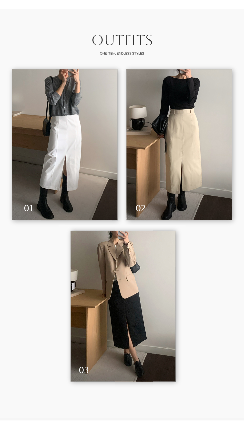Front cotton skirt봄/가을/H라인/롱/스커트/코튼/면/슬림/출근룩/하객룩/도쿄여행/유럽여행 상세 이미지 5