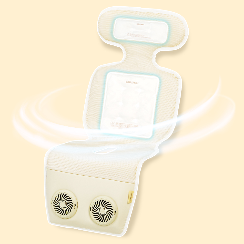 꿈비 아이스허그 듀얼팬 쿨시트 2.0 카시트 통풍 유모차 라이너 테디베어 상세 이미지 5