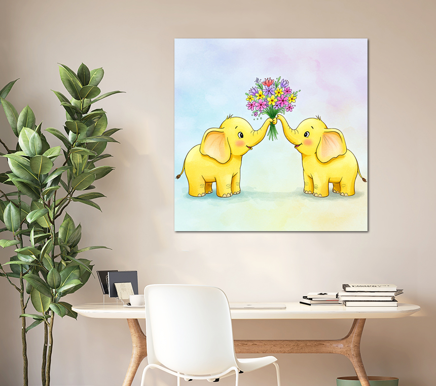 황금 코끼리 그림 아이방 현관 풍수 인테리어 가게오픈선물 소형 이미지 4