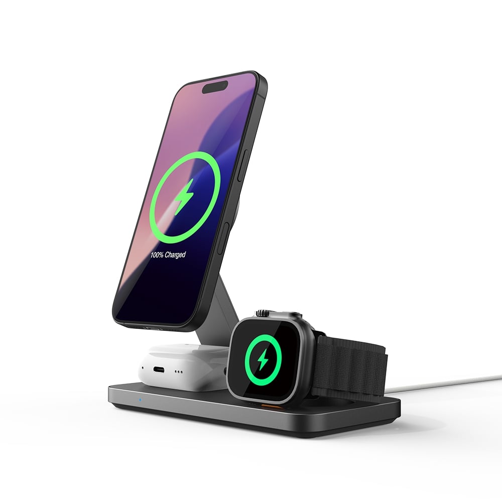 파우트 3in1 맥세이프 무선 충전기 아이폰 애플워치 전용 HANDS7 블랙