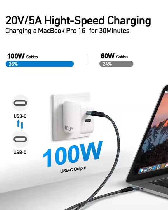 리빅스 100W CTOC 고속 충전케이블 USB C타입 데이터 초고속 충전기선 0.5m 이미지 4