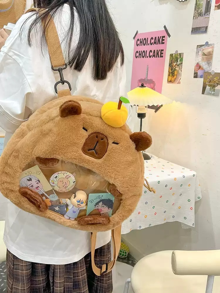 카피바라 가방 선물 학생 백팩 배낭 인형가방 숄더백 귀여운 동물 캐릭터 - 상세 이미지 4