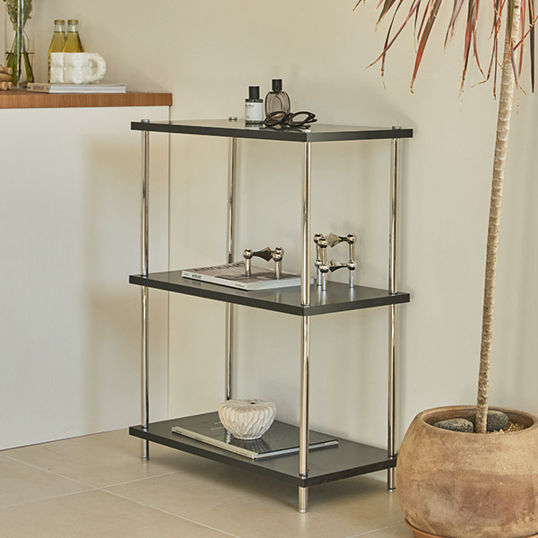 스칸디아 플랫라인 600 스틸 선반장 진열장 600X300X780mm, 3단, 블랙