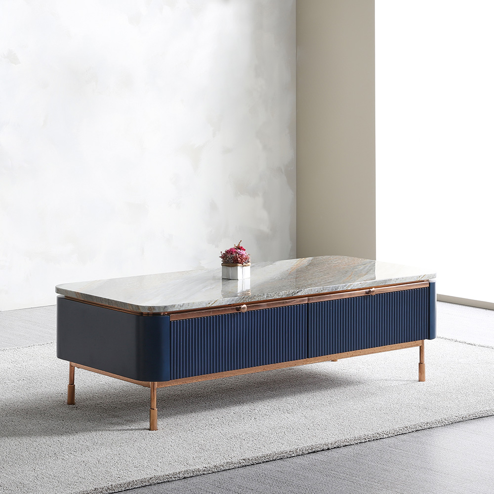 스코나 네스톤 템바보드 로즈골드 대리석 서랍 소파 테이블