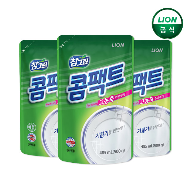 참그린 콤팩트 고농축 주방세제 500g 리필 3개
