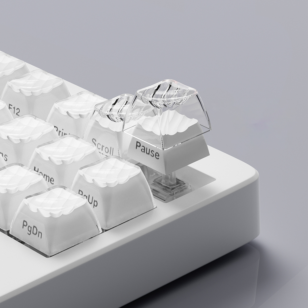 웨이브 크리스탈 화이트 측각 투명 키캡 OEM PC 이중사출 기계식 키보드 독거미 앱코 - 상세 이미지 3