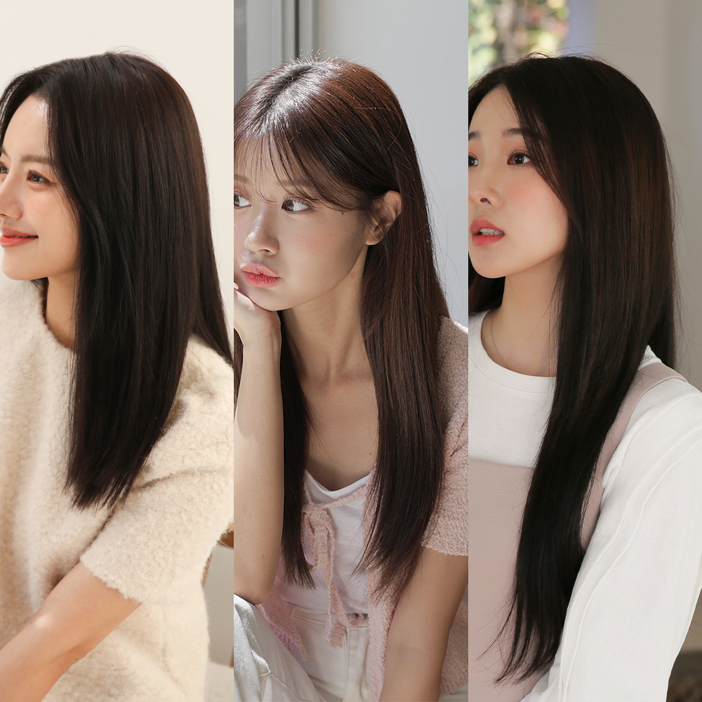 인모 헤어피스 똑딱이 붙임머리 부분 가발 7피스 - 상세 이미지 2