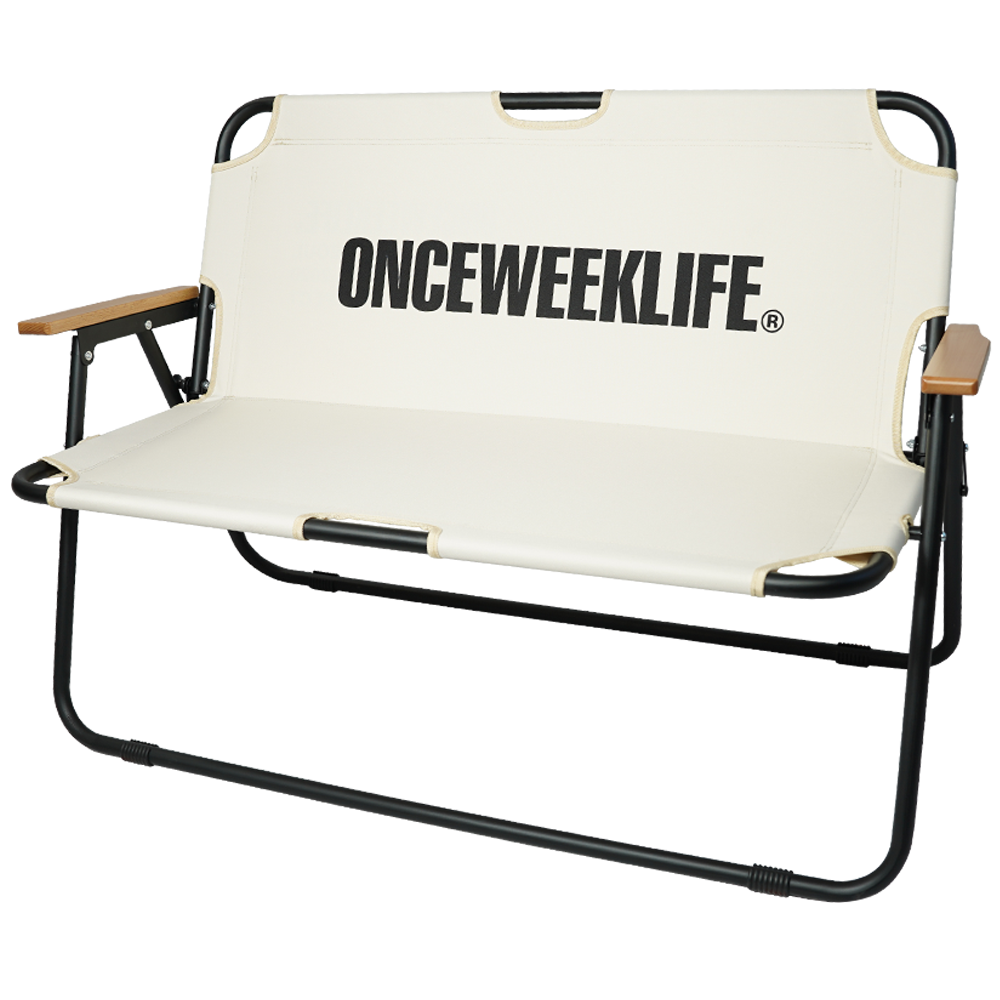 원스위크라이프 캠핑 접이식 경량 2인용 폴딩 벤치 체어 아이보리