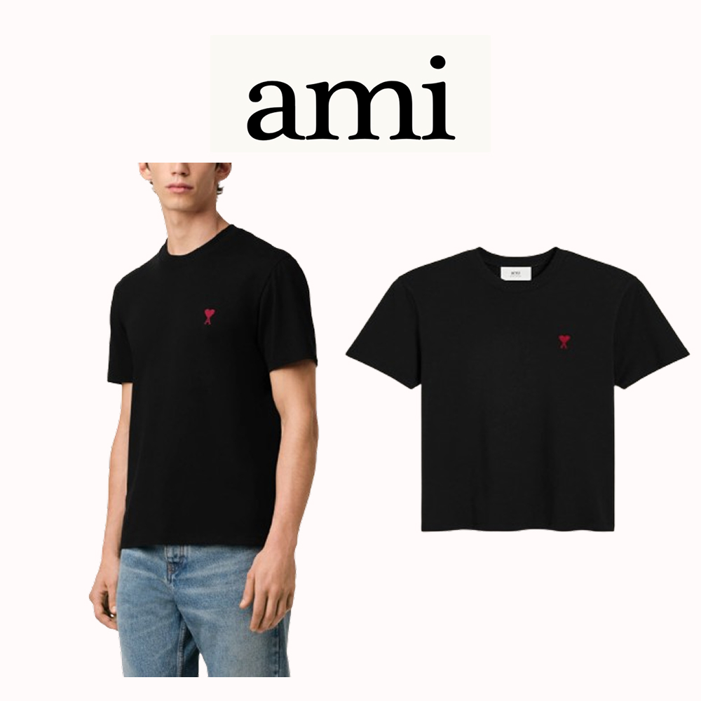 아미(AMI) | 하트 로고 블랙 반팔 티셔츠 | 트렌비