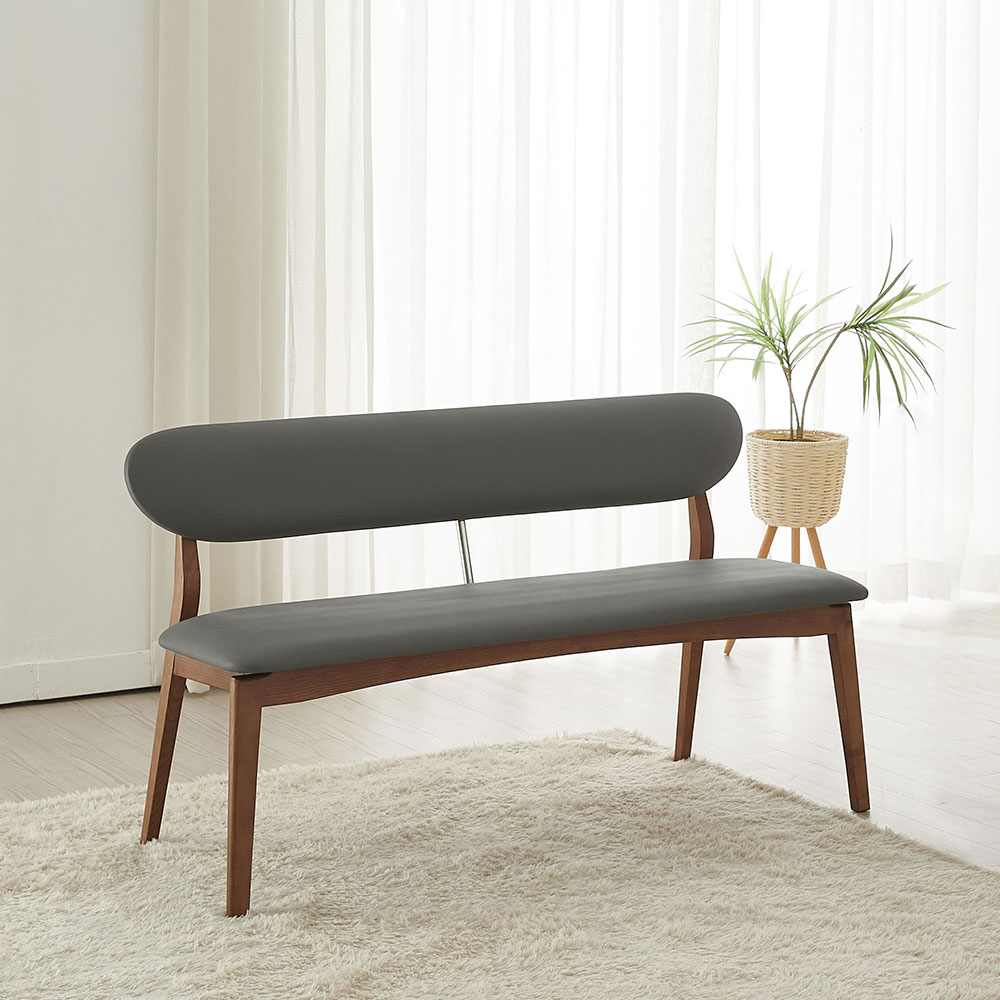 스코나 라빌라 물푸레 애쉬 원목 실리콘레더 가죽 3인 등받이 벤치 의자