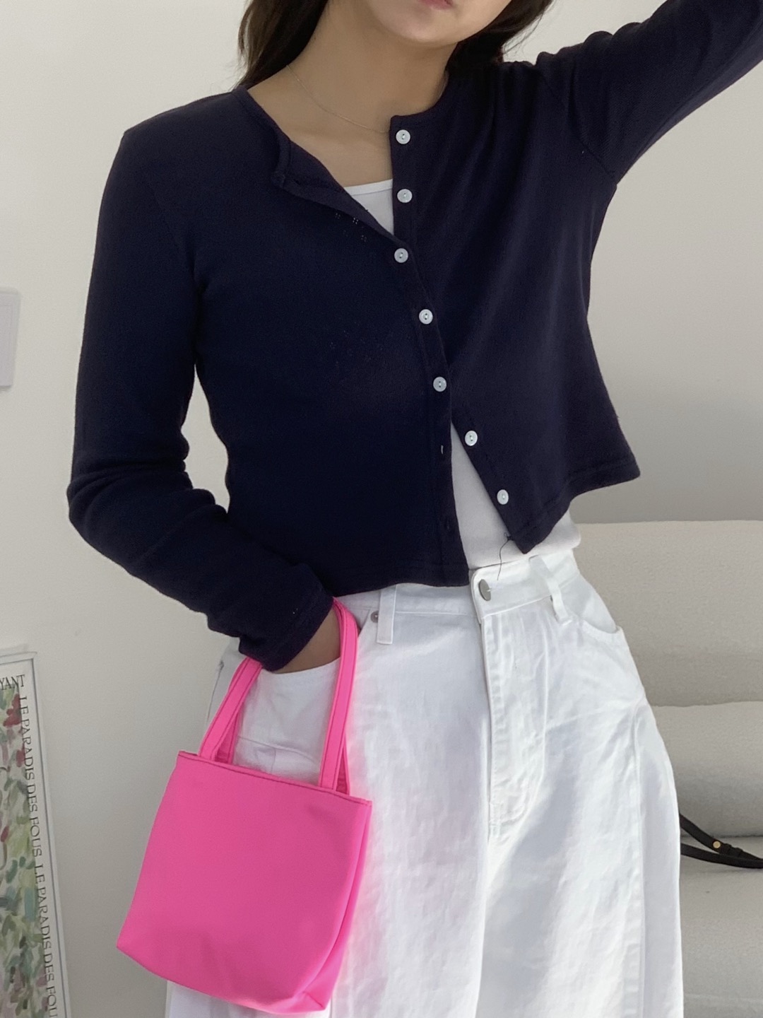 플라워펀칭가디건 라운드 봄가디건 - 상세 이미지 4