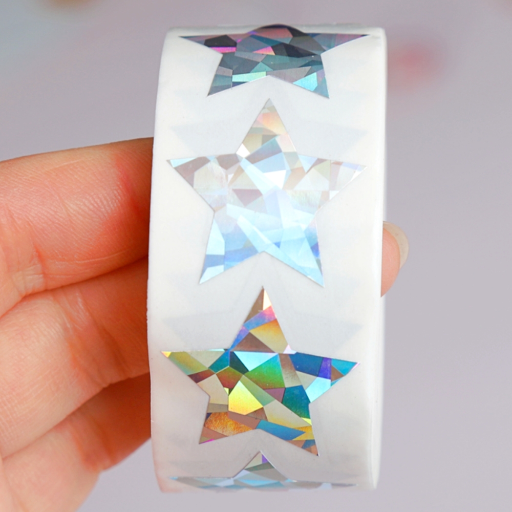 실버스타 은색별스티커 반짝이홀로그램별스티커 2.5cm 500p - 상품 이미지