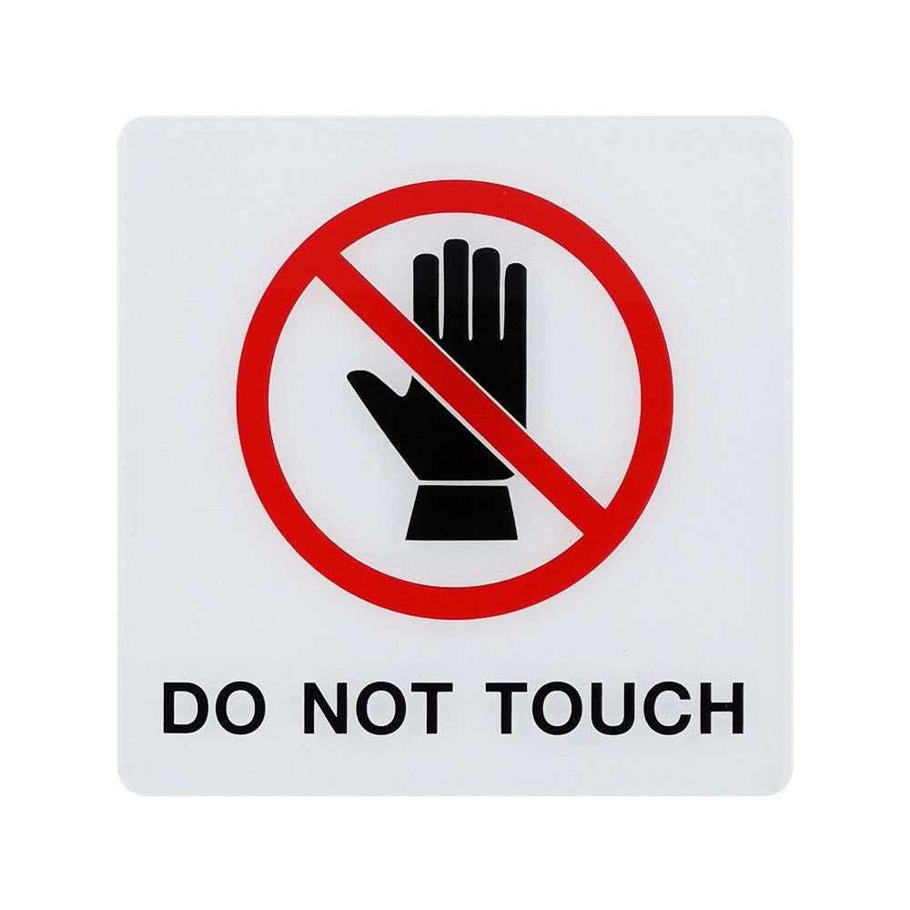 돈터치 플라스틱 안내판 스티커 10x10cm DO NOT TOUCH 만지지마시오 경고판 - 상품 이미지