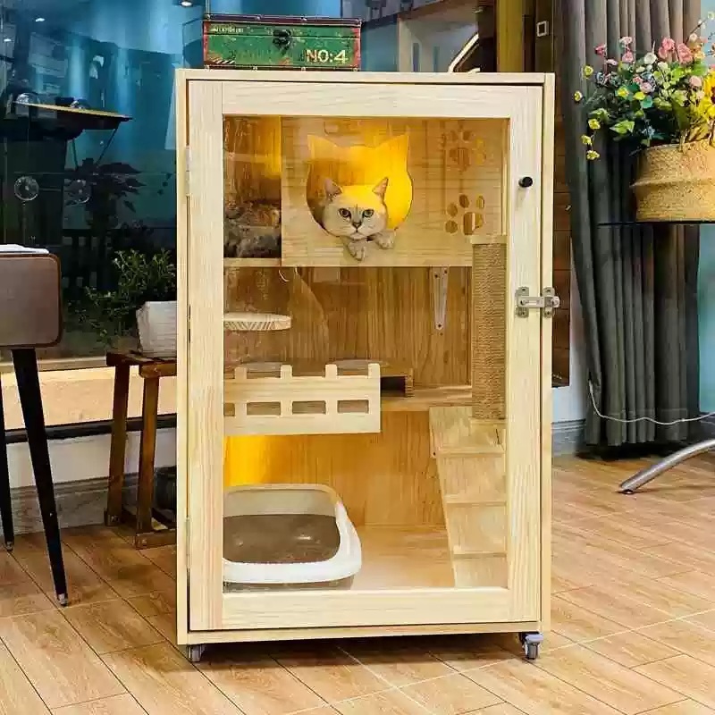 워목 고양이호텔 케이지 아파트 놀이터 DIY 캣타워 90x60x60 깊은자체 다단 보드 - 상품 이미지