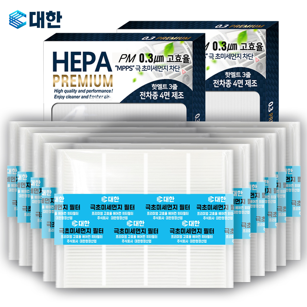 [호환] 대한 10개 세트 PM0.3 극초미세먼지 차량용 자동차 에어컨 항균 필터 H118