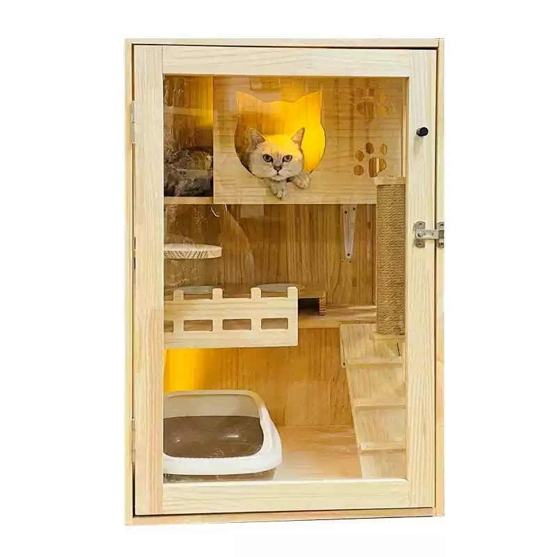 워목 고양이호텔 케이지 아파트 놀이터 DIY 캣타워 90x60x60 깊은자체 다단 보드 - 상세 이미지 4