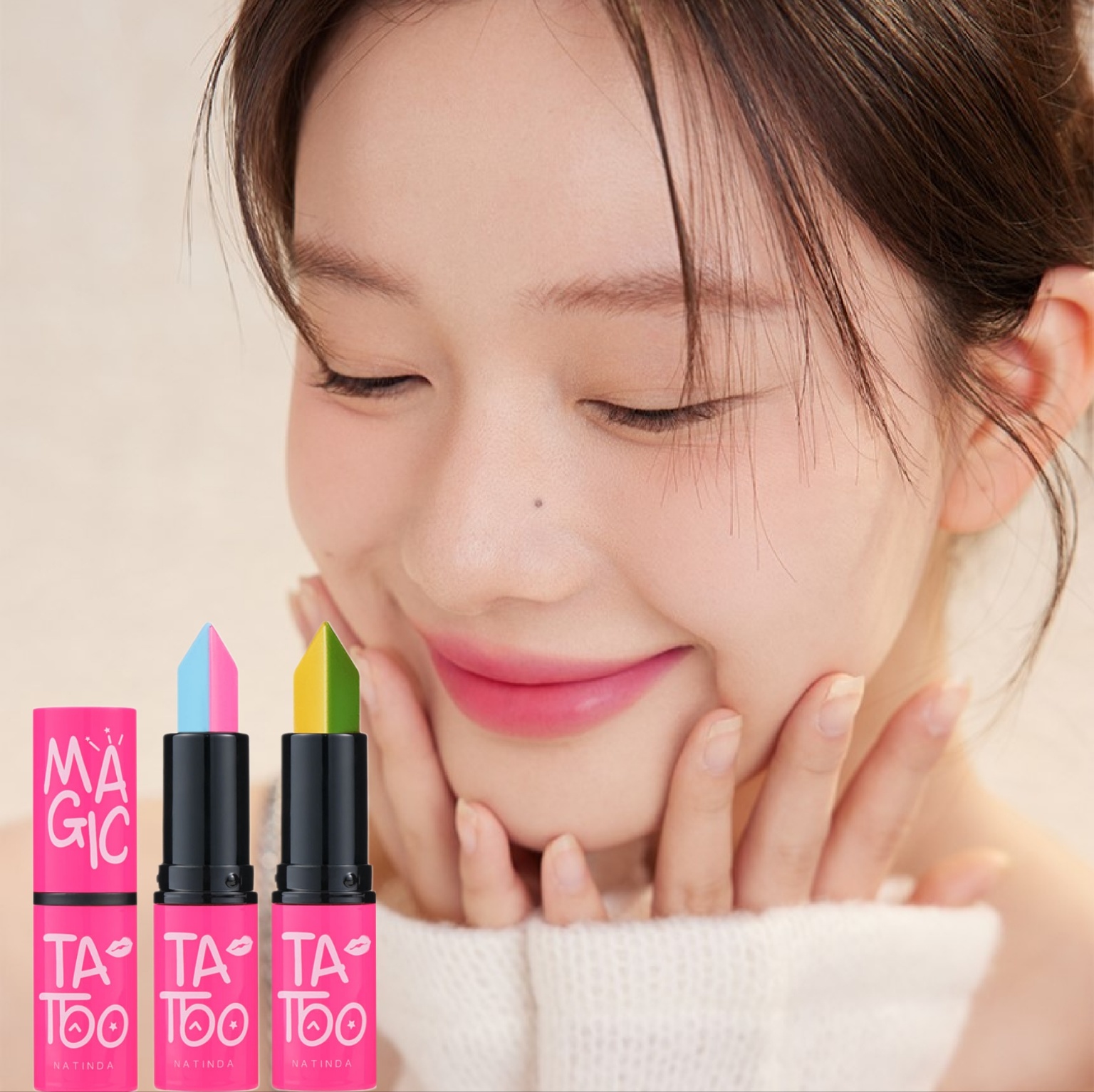 나틴다 잘 묻어나지않고 안지워지는 반전 매직 타투 립스틱 지워지지않는 립 선물 1+1 제품 이미지