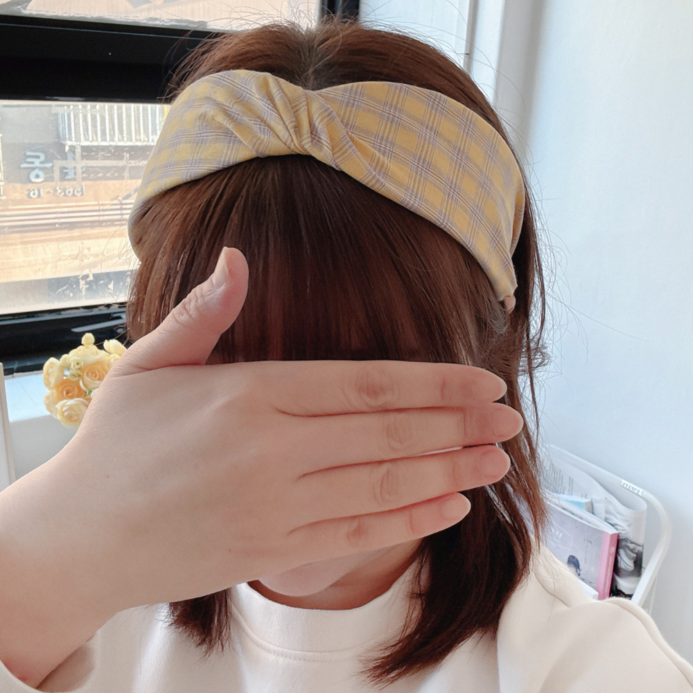 체크머리띠 넓은헤어밴드 반다나 터번 와이드면헤어밴드 머리띠 이미지 8