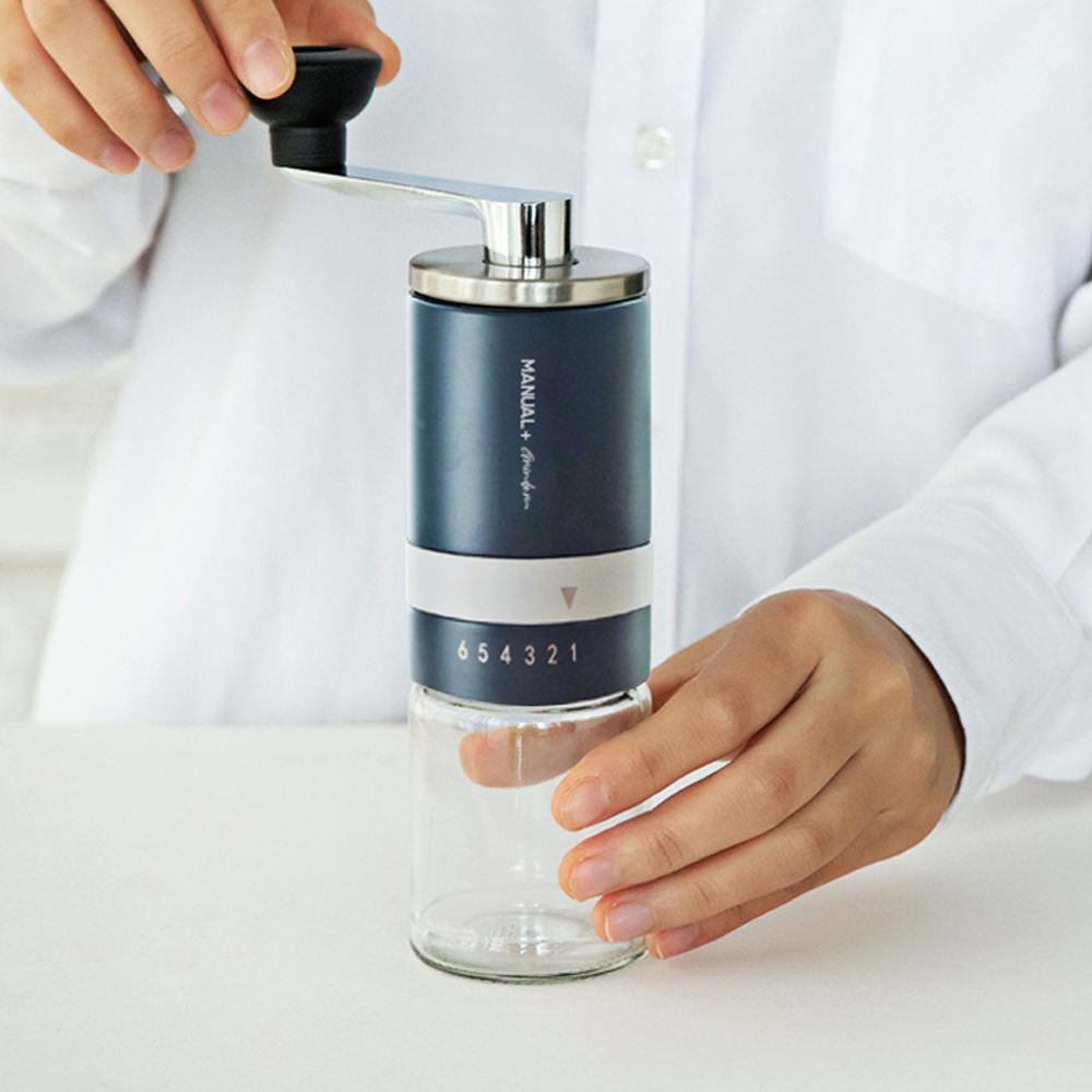 칼딘 매뉴얼 플러스 휴대용 핸드밀 캠핑 원두 분쇄기 수동 커피 그라인더 블루그레이