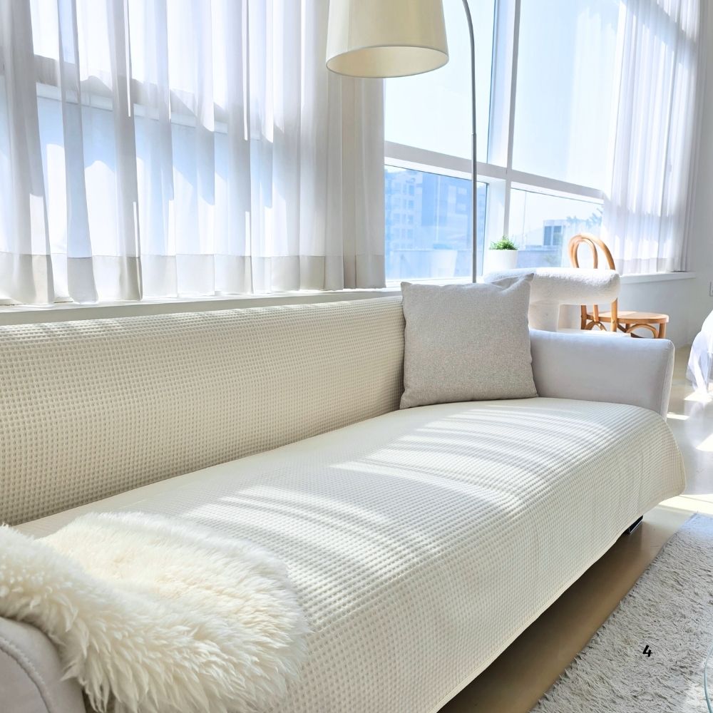 냉감 쇼파패드 여름 소파커버 쇼파천갈이 돌 흙 소파매트 쿨 덮개 와플 아이보리70X150