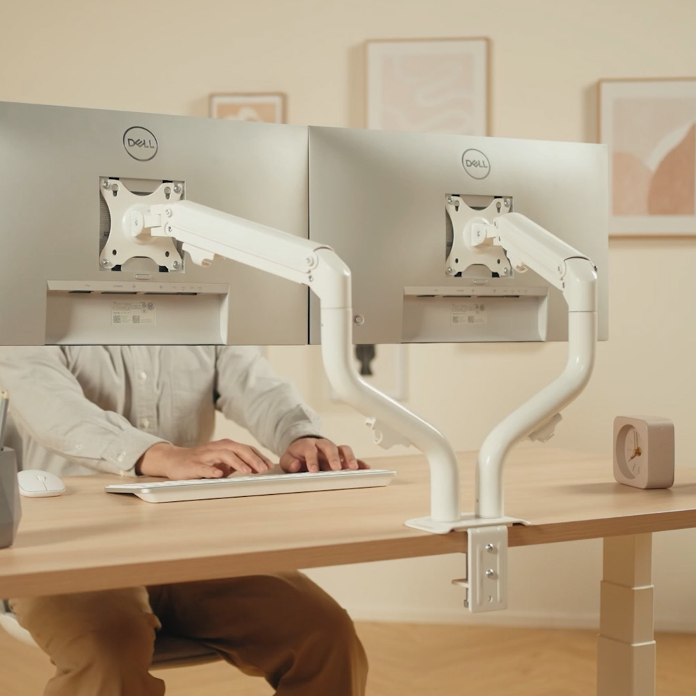 마운트뷰 MV-C024NW 스탠다드 듀얼 모니터암 화이트