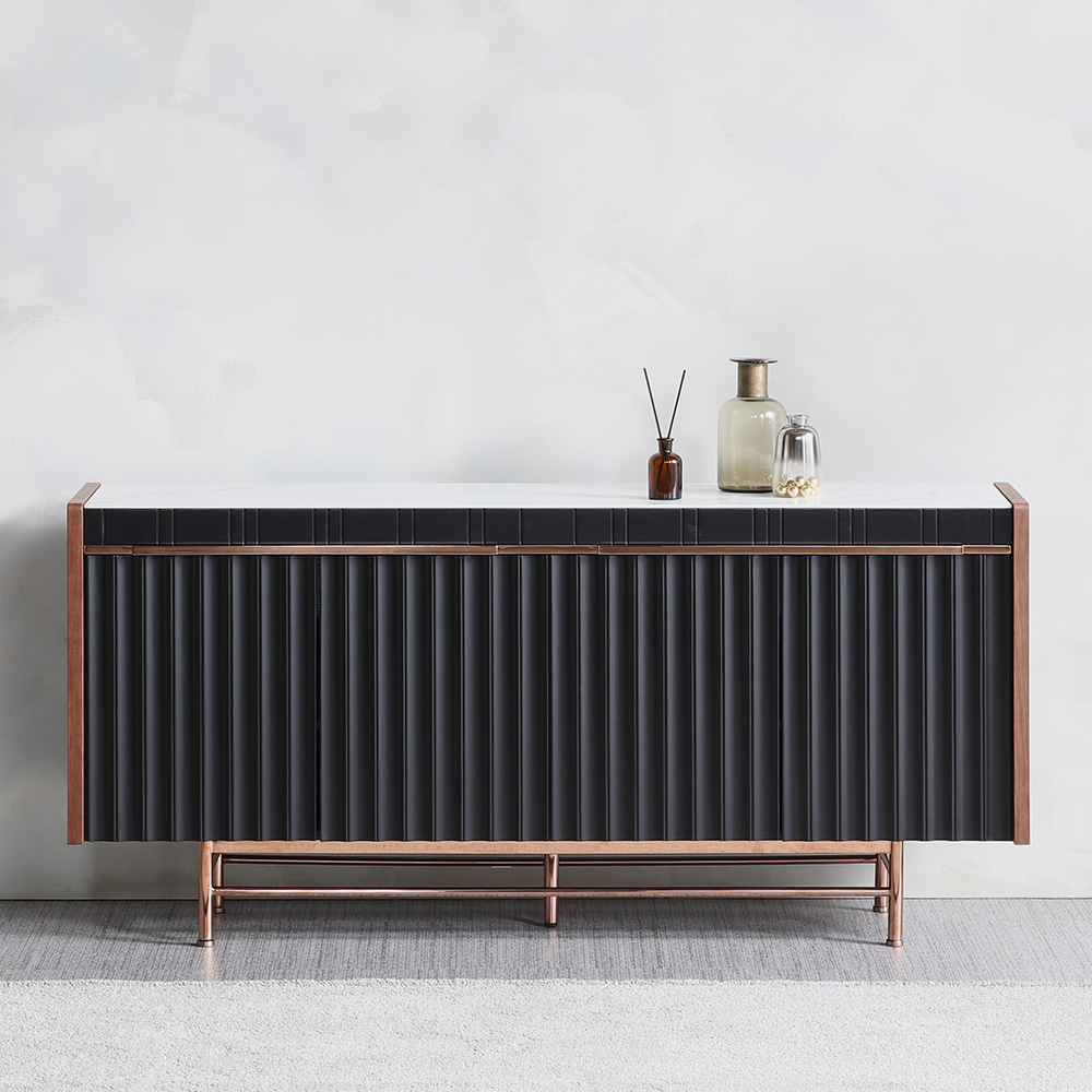 스코나 NEW 커티스 로즈골드 포세린 세라믹 와이드체스트 사이드보드 거실장