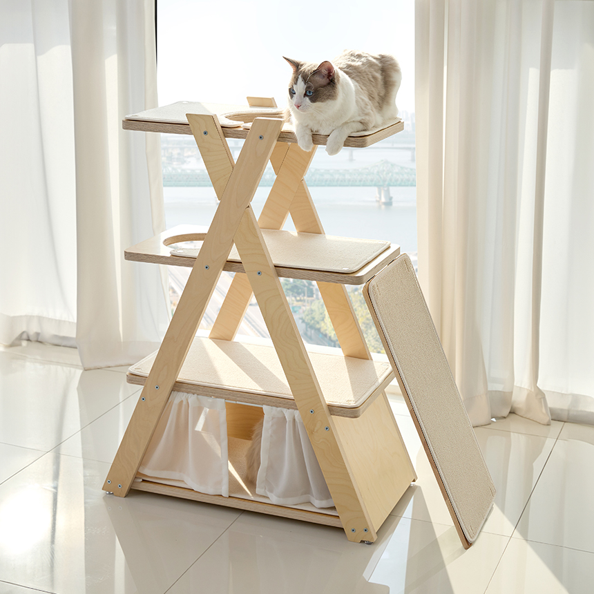 펫코본 캣타워 고양이 원목 숨숨집 캣워크 스크래쳐