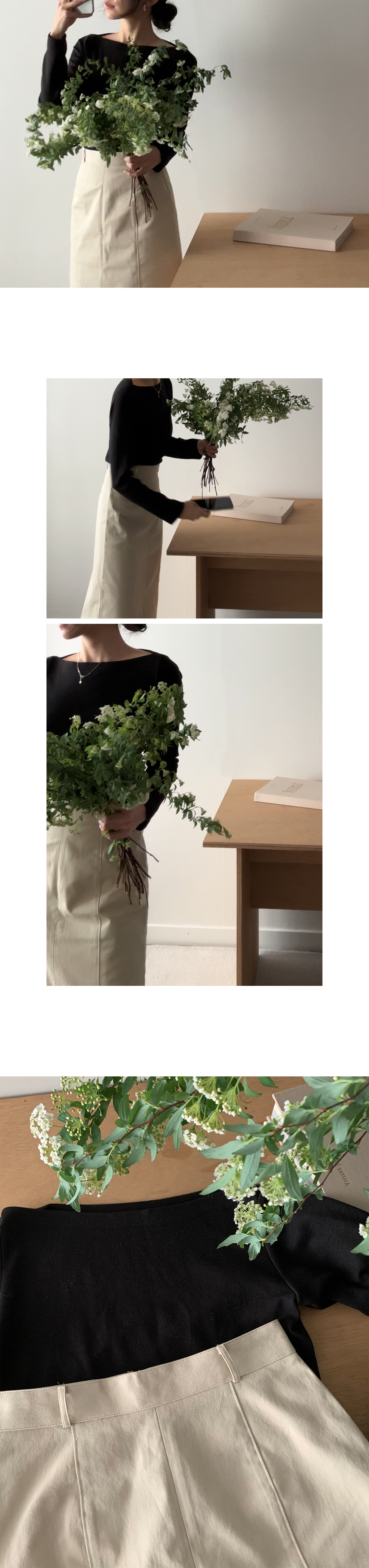 Front cotton skirt봄/가을/H라인/롱/스커트/코튼/면/슬림/출근룩/하객룩/도쿄여행/유럽여행 상세 이미지 11