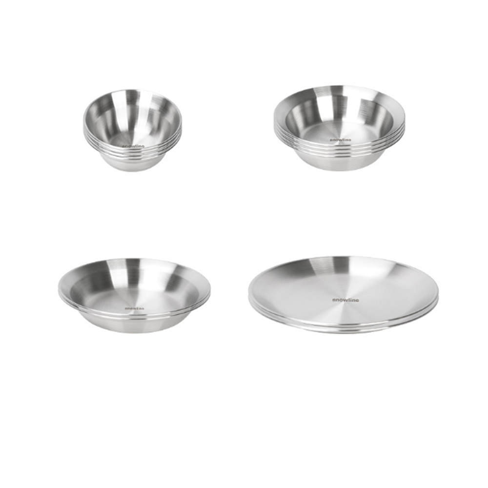 스노우라인 캠핑 식기세트 12P 스테인레스 캠핑 식기 수납가방 포함