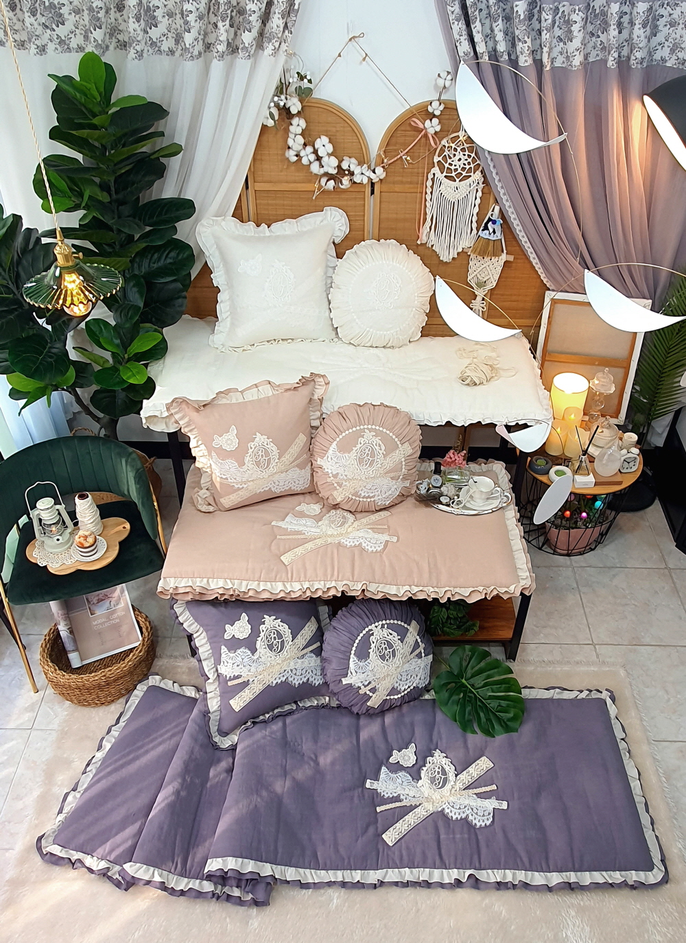 린넨레이스 프릴 쇼파패드4인용 3인용 돌쇼파패드 맞춤제작