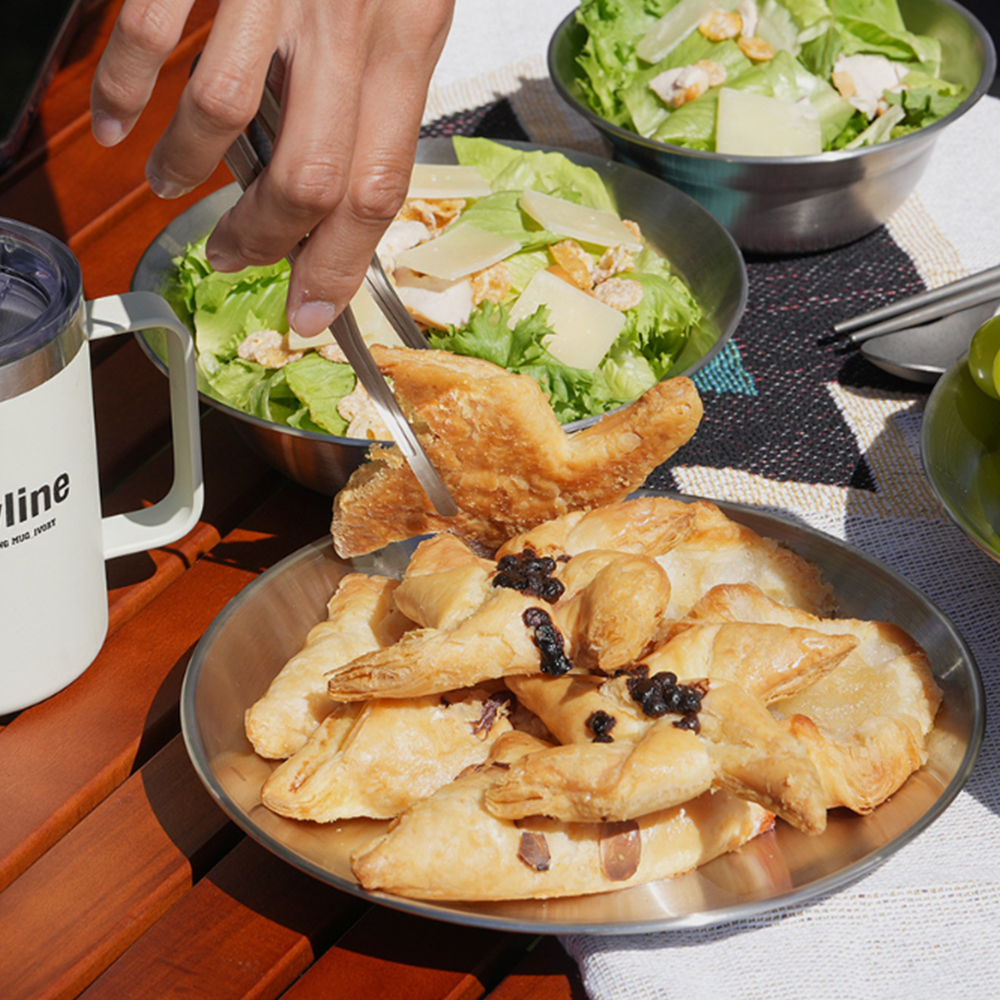 스노우라인 캠핑 식기세트 12P 스테인레스 캠핑 식기 수납가방 포함