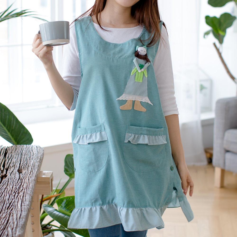 데코에버 인형 어린이집선생님 앞치마 가벼운 면 원피스앞치마 빅사이즈