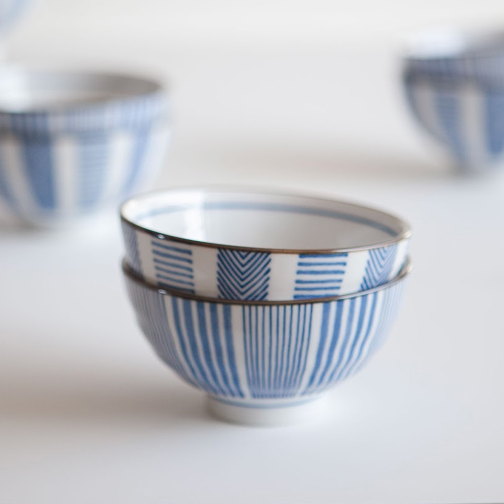 니코트 블루 스트라이프 1인 밥공기, 국그릇 세트 MADE IN JAPAN - 상세 이미지 3