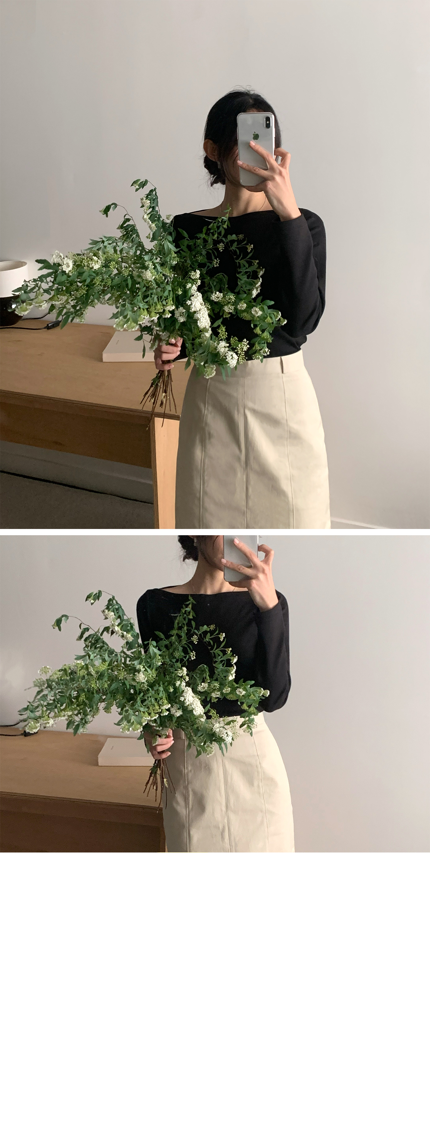 Front cotton skirt봄/가을/H라인/롱/스커트/코튼/면/슬림/출근룩/하객룩/도쿄여행/유럽여행 상세 이미지 10