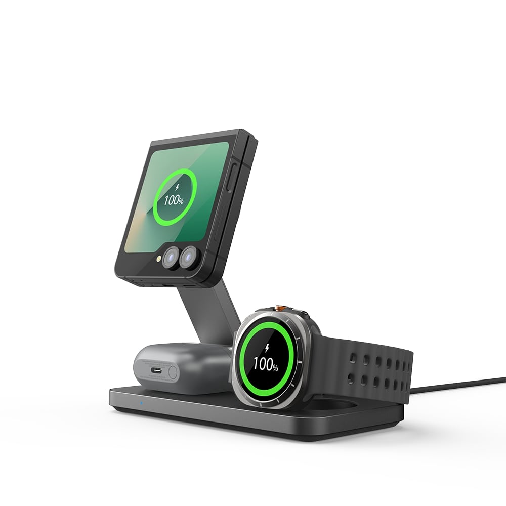 [예약구매] 파우트 3in1 맥세이프 무선충전기 갤럭시워치7 폴드 z플립 HANDS7 블랙