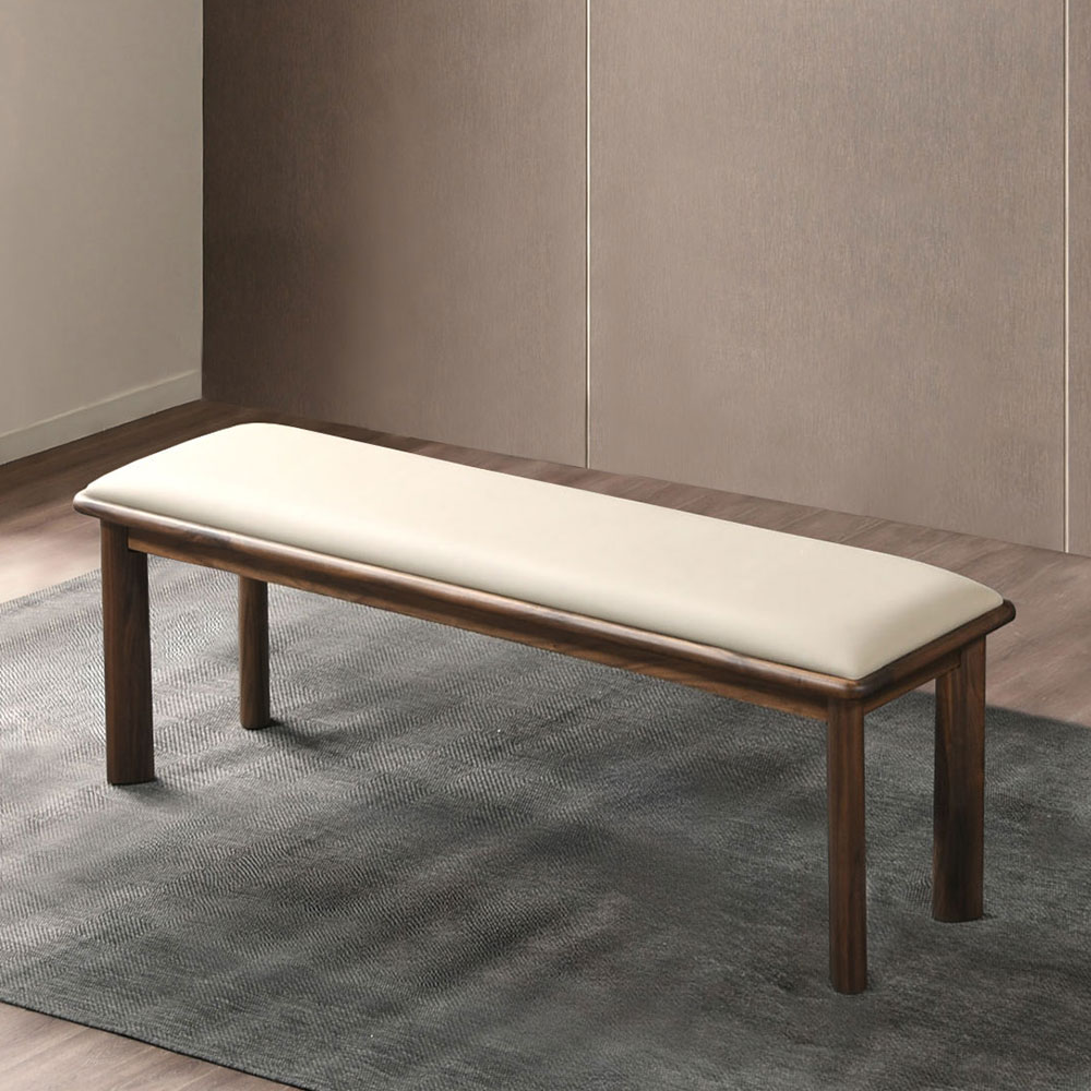 스코나 오니안 호두나무 월넛 원목 실리콘레더 가죽 3인 등받이 벤치 의자 1400