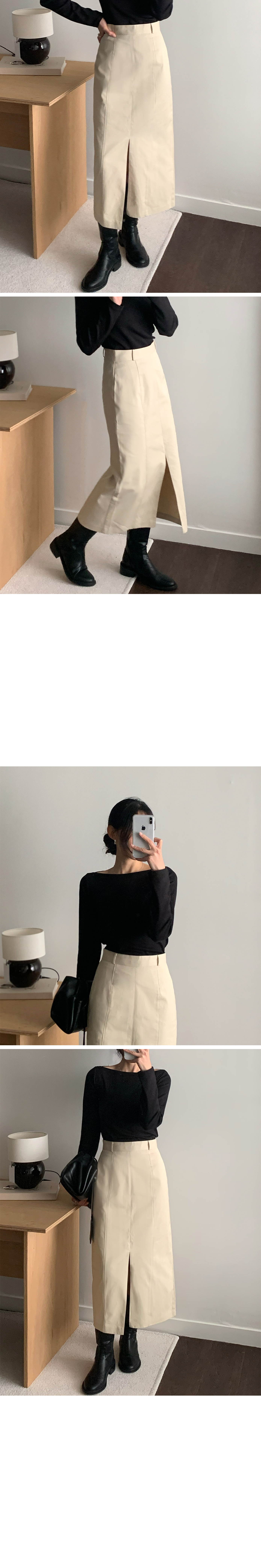 Front cotton skirt봄/가을/H라인/롱/스커트/코튼/면/슬림/출근룩/하객룩/도쿄여행/유럽여행 상세 이미지 12