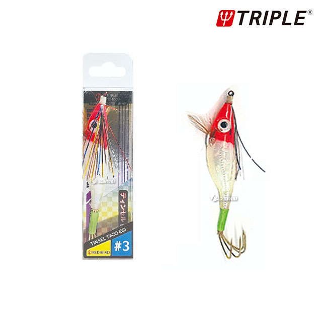 트리플 틴셀 왕눈이 문어에기 4훅 타코 전용 삼발이 에기 돌문어 피문어 3 레드헤드