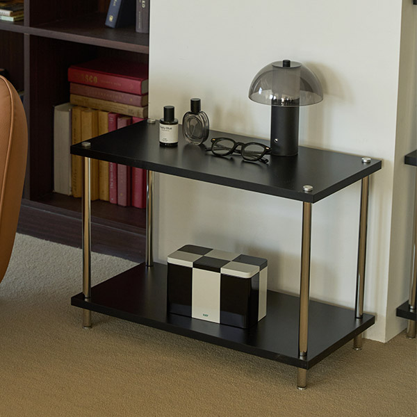 스칸디아 플랫라인 600 스틸 선반장 진열장 600X300X432mm, 2단, 블랙