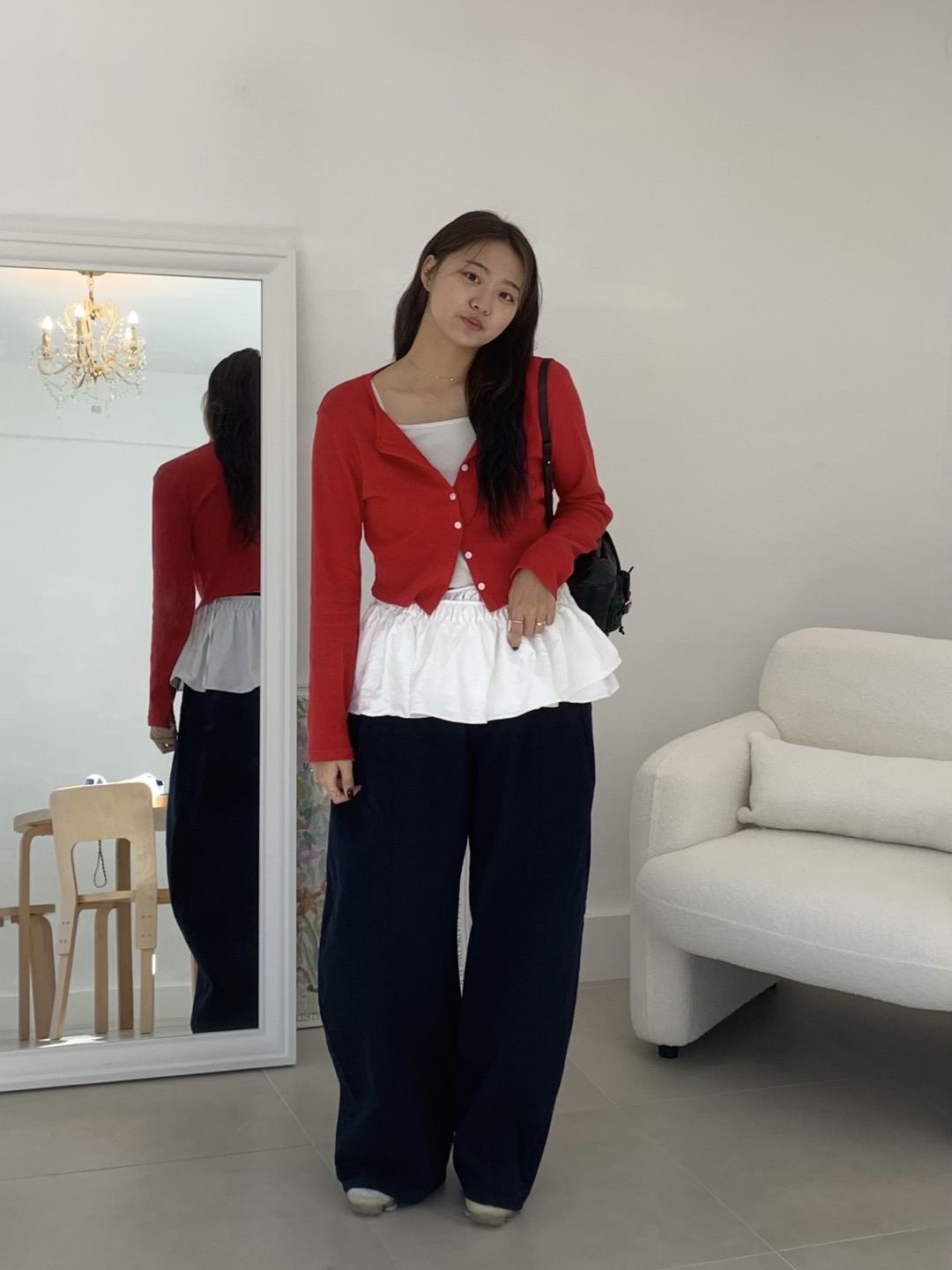 플라워펀칭가디건 라운드 봄가디건 - 상세 이미지 2