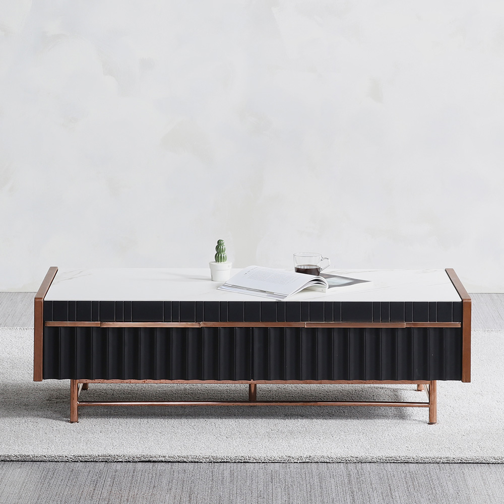 스코나 NEW 커티스 로즈골드 포세린 세라믹 서랍 거실 소파 테이블