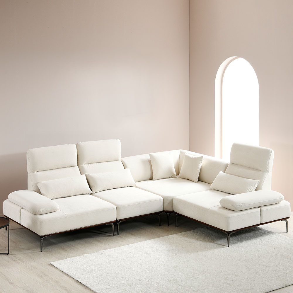 스코나 베이언 세투스 패브릭 애쉬원목 스윙 소파 스툴미포함, 크림화이트, 코너 5인용