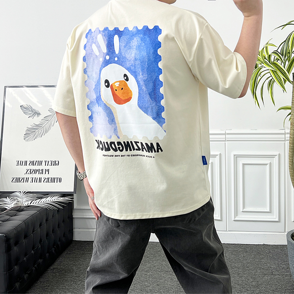 남녀공용 오버핏 아이스 분또 크레용 포스트덕 반팔티 - 상품 이미지