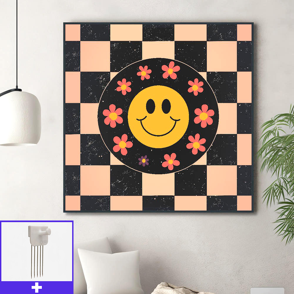 해피체스보드 80cm x 80cm 무광블랙 알루미늄액자 - 상품 이미지