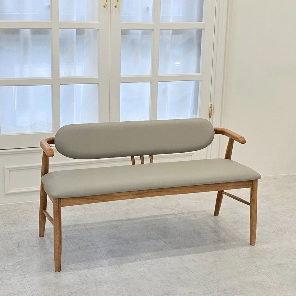 스코나 미첼스 원목 실리콘레더 가죽 2인 등받이 벤치 의자