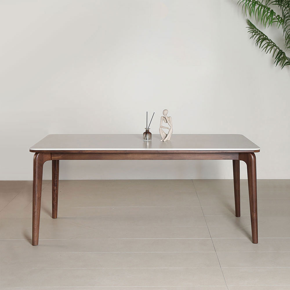 스코나 카튼스 호두나무 월넛 원목 포세린 세라믹 4인 1500 다이닝 식탁 테이블