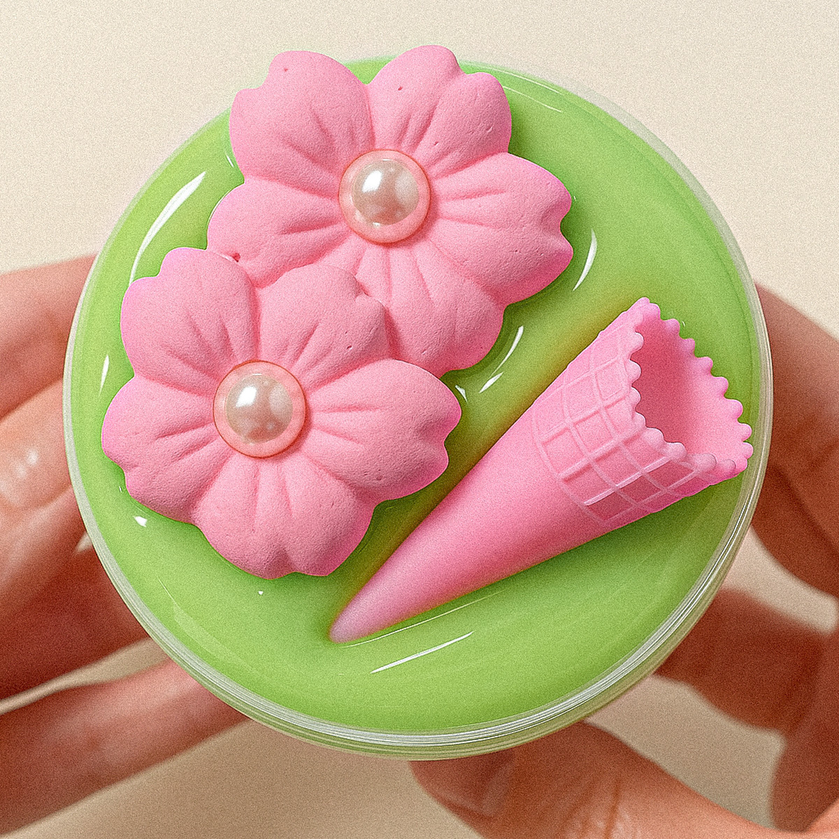 벚꽃말차 아이스크림 팔레트 슬라임 안전한 수제 슬라임 점섞슬 액체괴물 액괴 마켓 선물