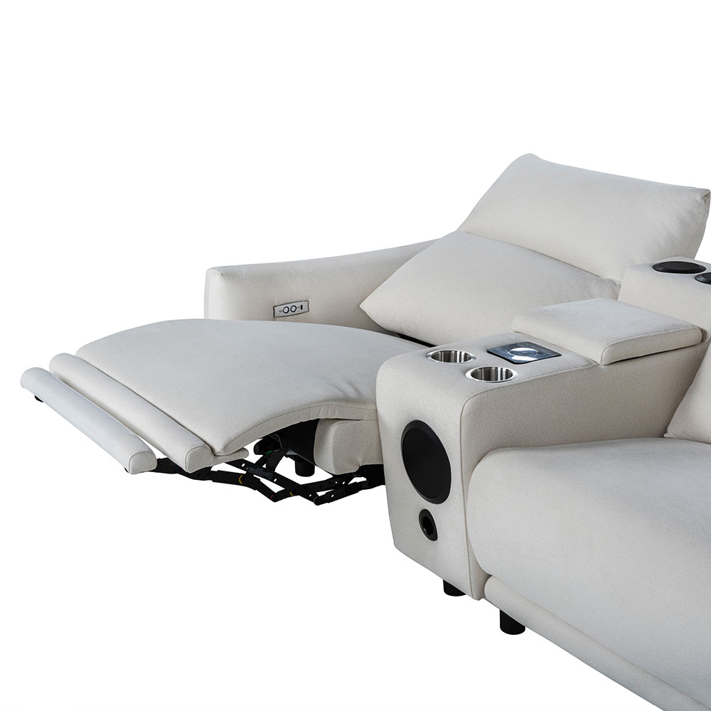 스코나 텐스트 메카 아쿠아텍스 패브릭 전동 리클라이너 소파 스툴미포함, 연그레이, 컵홀더 코너 5인용